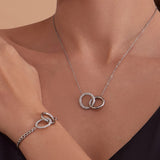 Minimalist Fashion Double-ring Zircon-inlaid Bracelet Necklace